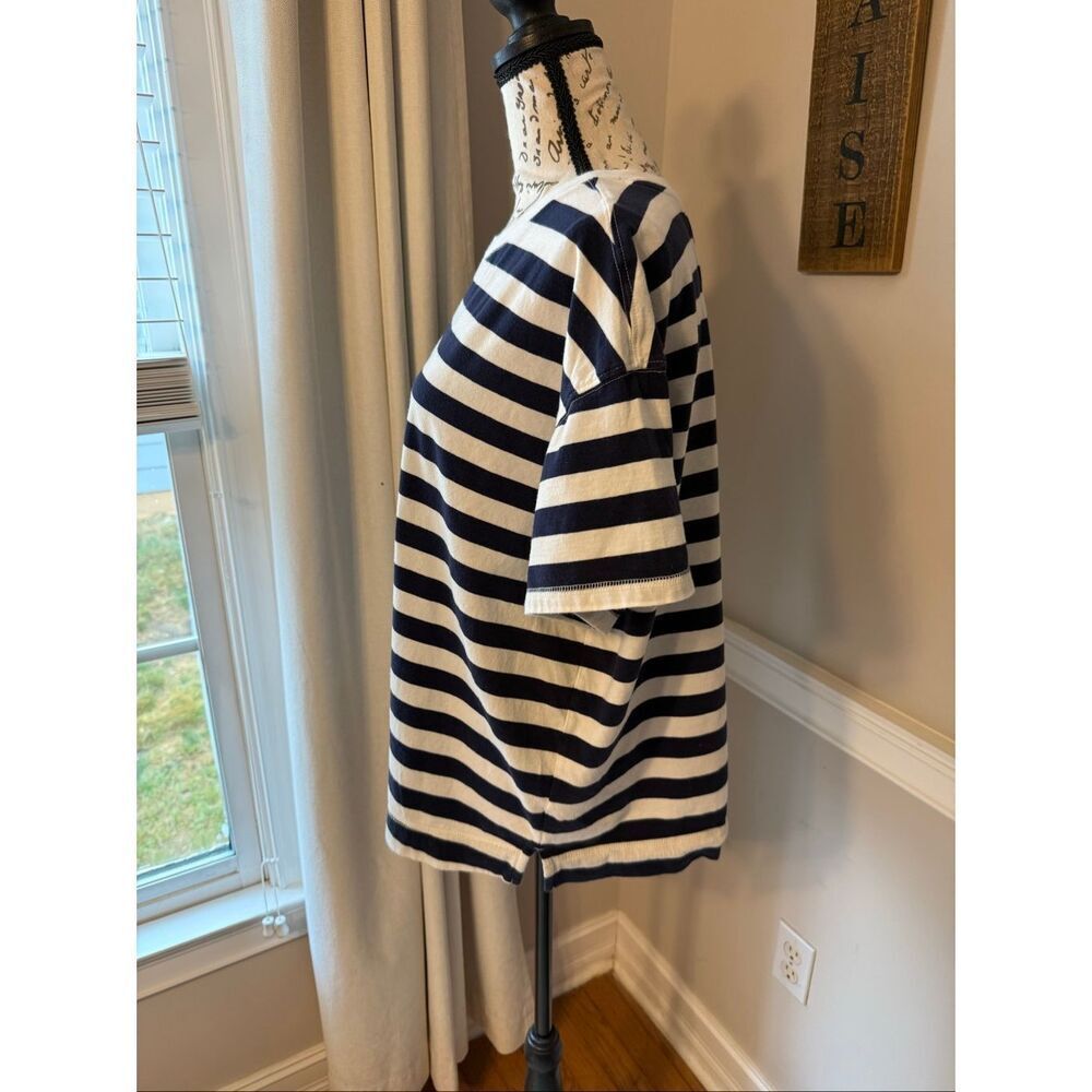 Old Navy Women's Striped Crew Neck Short Sleeve Cotton T-shirt Navy & White XL - Picture 2 of 8